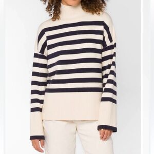 Zara Navy and Cream Striped Turtleneck Sweater—Worn Once